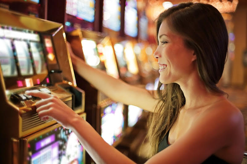 Slots casino woman playing