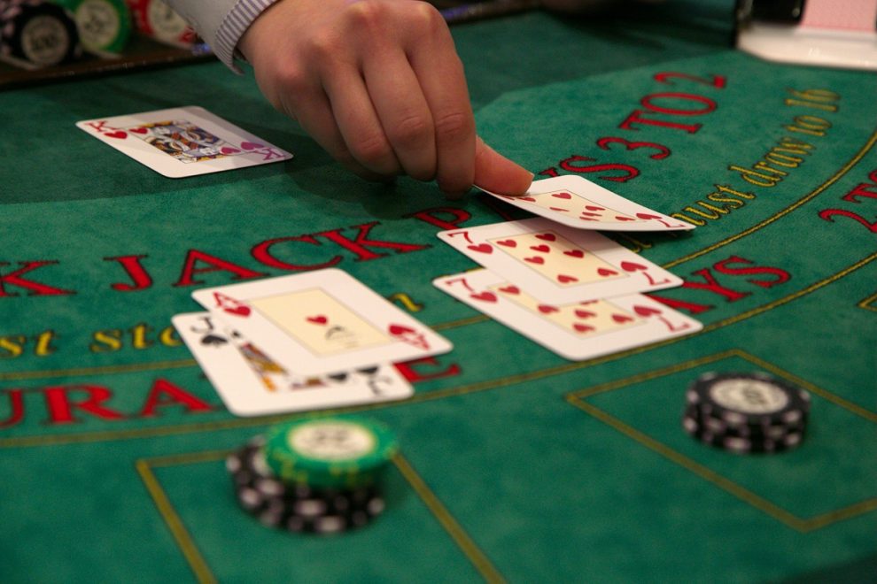 green table, cards, gambling